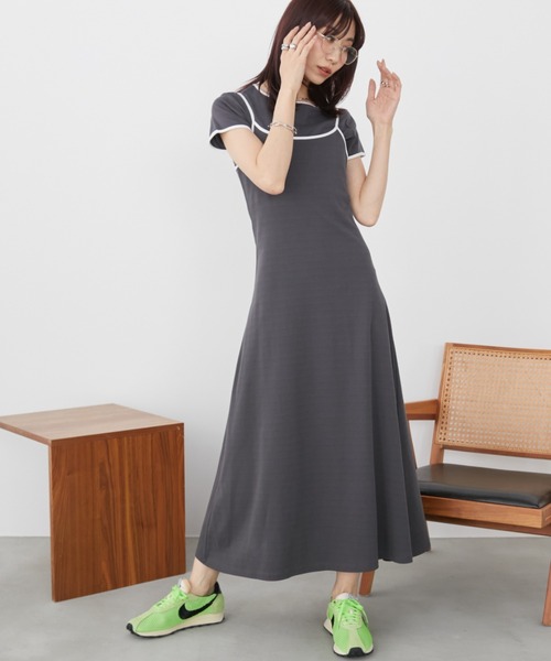 Auntie Rosa Holiday(アンティローザホリデー)の「カットパイピングレイヤードワンピース(ワンピース・レディース・グレー/チャコールグレー・FREE)」の7枚目の写真