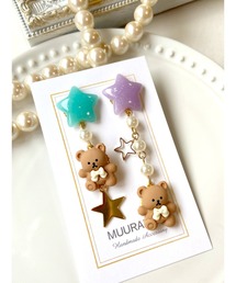 【MUURABBTI】ミルキー星とくまちゃんの星屑ピアス(MA)