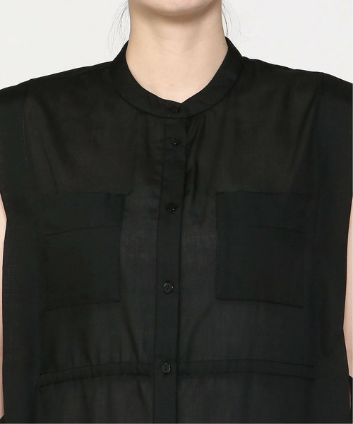 PREFERIR（プレフェリール）の「バンドカラー シャツ サイドリボン レイヤード ワンピース(M,L)ツーサイズ（シャツワンピース・レディース・ブラック/ブラウン/グリーン・MEDIUM/LARGE）」の7枚目の写真