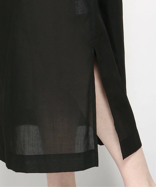 PREFERIR（プレフェリール）の「バンドカラー シャツ サイドリボン レイヤード ワンピース(M,L)ツーサイズ（シャツワンピース・レディース・ブラック/ブラウン/グリーン・MEDIUM/LARGE）」の10枚目の写真