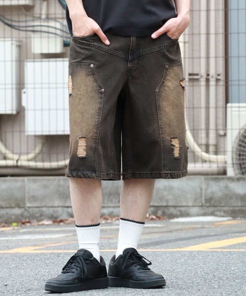 ★ダメージ ミリタリー デニム リメイク 男前 ハーフパンツ★ yamane3047-01.jpg