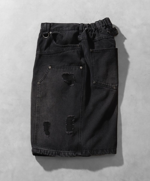 THE MARX RE CREATION(ザマルクスリクリエーション)の「【PLES MAKERS/プリーズメーカーズ】DOUBLE KNEE DAMAGE HALF PANTS / ダブルニー ダメージデニム ハーフパンツ(デニムパンツ・メンズ・ブラウン/ブルー/ブラック・L/M)」の20枚目の写真