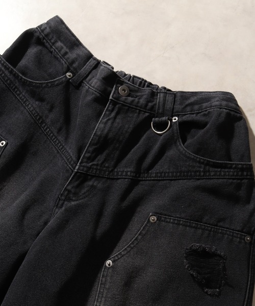 THE MARX RE CREATION(ザマルクスリクリエーション)の「【PLES MAKERS/プリーズメーカーズ】DOUBLE KNEE DAMAGE HALF PANTS / ダブルニー ダメージデニム ハーフパンツ(デニムパンツ・メンズ・ブラウン/ブルー/ブラック・L/M)」の15枚目の写真