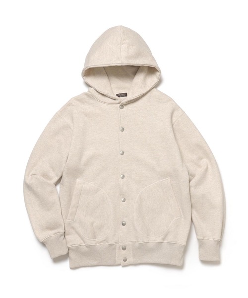 MR.OLIVE（ミスターオリーブ）の「FRENCH TERRY RAFFY COTTON / BUTTON UP HOODY（パーカー・メンズ・杢グレー/オートミール・MEDIUM/LARGE）」の6枚目の写真