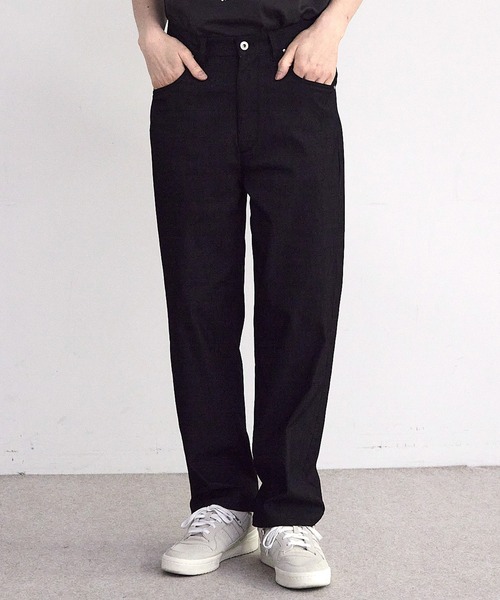 RATTLE TRAP（ラトルトラップ）の「ストレッチスラブデニムルーズストレートパンツ（デニムパンツ・メンズ・ブラック/オフホワイト・M/L）」の10枚目の写真