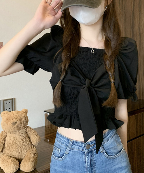 VIVID LADY(ビビッドレディー)の「スクエアネック フリルブラウス(シャツ/ブラウス・レディース・アイボリー/ピンク/ブラック・FREE)」の21枚目の写真