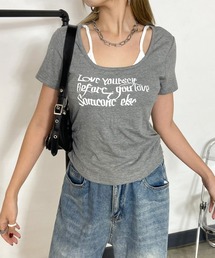 ロゴアンサンブル風サイドドロストTシャツ