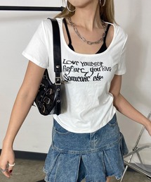 ロゴアンサンブル風サイドドロストTシャツ