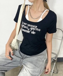 ロゴアンサンブル風サイドドロストTシャツ