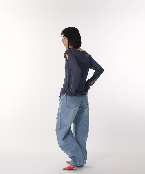 MUHET（ミュエータ）の「glitter sheer long t-shirt / ラメシアートップス（その他トップス・レディース・オフホワイト/チャコールグレー/ネイビー・FREE）」の16枚目の写真