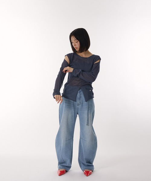 MUHET（ミュエータ）の「glitter sheer long t-shirt / ラメシアートップス（その他トップス・レディース・オフホワイト/チャコールグレー/ネイビー・FREE）」の17枚目の写真