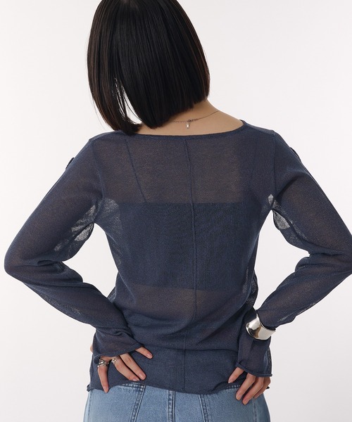 MUHET（ミュエータ）の「glitter sheer long t-shirt / ラメシアートップス（その他トップス・レディース・オフホワイト/チャコールグレー/ネイビー・FREE）」の19枚目の写真