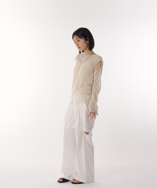 MUHET（ミュエータ）の「glitter sheer long t-shirt / ラメシアートップス（その他トップス・レディース・オフホワイト/チャコールグレー/ネイビー・FREE）」の5枚目の写真