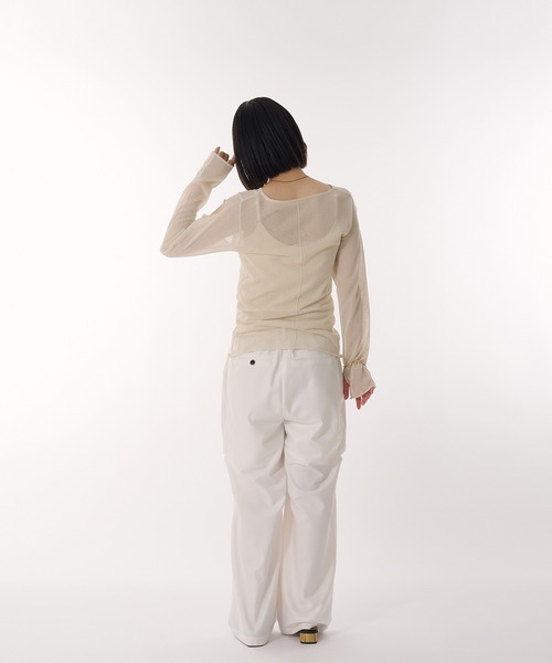 MUHET（ミュエータ）の「glitter sheer long t-shirt / ラメシアートップス（その他トップス・レディース・オフホワイト/チャコールグレー/ネイビー・FREE）」の4枚目の写真