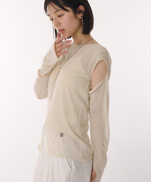 MUHET（ミュエータ）の「glitter sheer long t-shirt / ラメシアートップス（その他トップス・レディース・オフホワイト/チャコールグレー/ネイビー・FREE）」の11枚目の写真