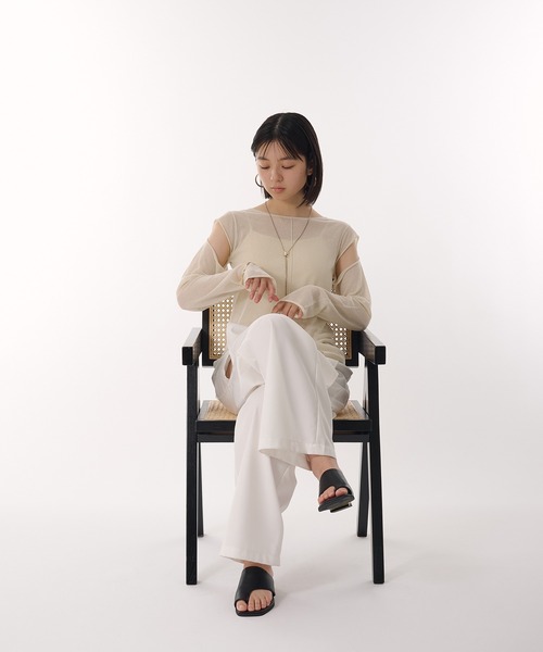 MUHET（ミュエータ）の「glitter sheer long t-shirt / ラメシアートップス（その他トップス・レディース・オフホワイト/チャコールグレー/ネイビー・FREE）」の8枚目の写真