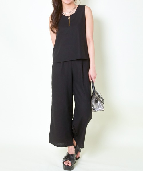 GORGE(ゴージ)の「《涼しげリラックス》レディース 上下2点セット ノースリーブトップス×ワイドパンツ セットアップ 春夏秋(サロペット/オーバーオール・レディース・ブラック/モカ/アイボリー・F)」の19枚目の写真