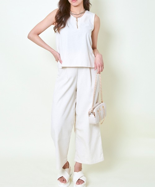 GORGE(ゴージ)の「《涼しげリラックス》レディース 上下2点セット ノースリーブトップス×ワイドパンツ セットアップ 春夏秋(サロペット/オーバーオール・レディース・ブラック/モカ/アイボリー・F)」の6枚目の写真