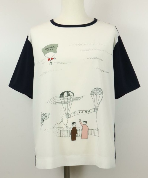 STUDIO PICONE（スタジオピッコーネ）の「異素材コンビ冷感プルオーバー（Tシャツ/カットソー・レディース・ネイビー/ライトグレー/ホワイト・LL/M/L）」の4枚目の写真