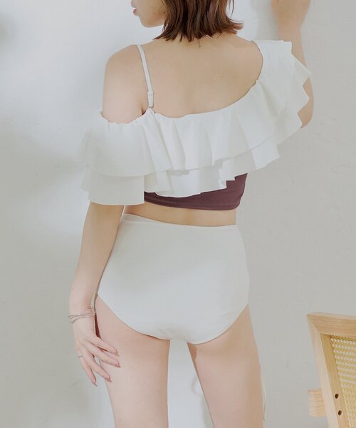 chico 水着 ホワイト 水着/トップス】ダブルフリルワンショルトップス（水着）｜Chico（チコ