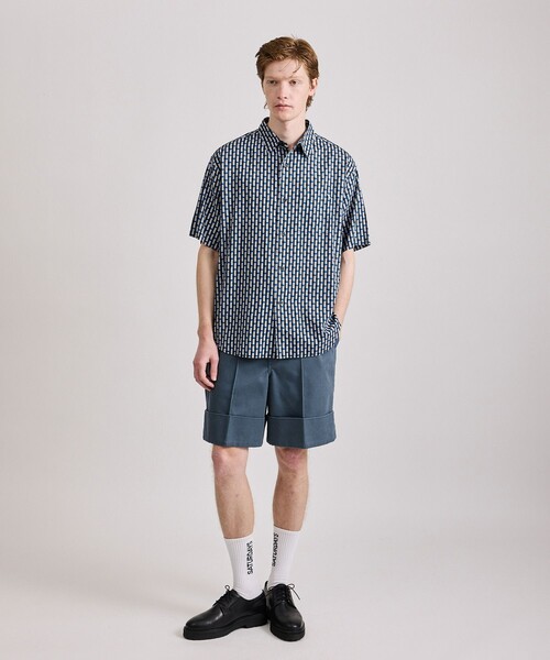 Saturdays NYC(サタデーズ ニューヨークシティ )の「Bruce Broken Stripe SS Shirt(シャツ/ブラウス・メンズ・ネイビー/レッド・L/M/S/XL)」の5枚目の写真