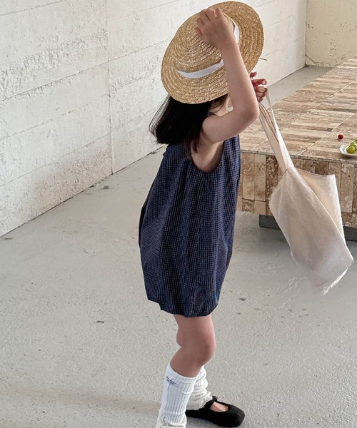 aimoha（アイモハ）の「【aimoha-KIDS-】ギャザー入りバルーンロンパース (SS)（つなぎ/オールインワン・キッズ・ライトブルー/ネイビー・90/100/110/120/80/130）」の9枚目の写真