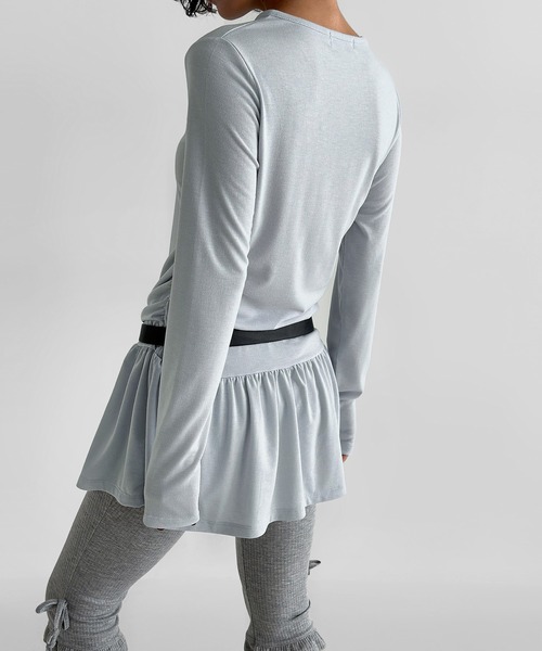 minsobi（ミンソビ）の「シャーリングセミフレアワンピース（ワンピース・レディース・ブラック/ライトグレー/ホワイト・FREE）」の14枚目の写真