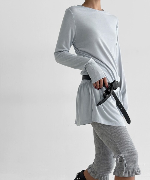 minsobi（ミンソビ）の「シャーリングセミフレアワンピース（ワンピース・レディース・ブラック/ライトグレー/ホワイト・FREE）」の22枚目の写真