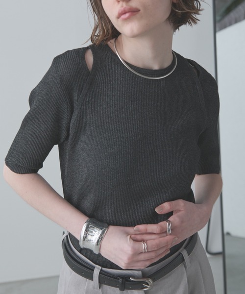 Aunt Marie's(アントマリーズ)の「カットアウトラメシアーハーフスリーブトップス(Tシャツ/カットソー・レディース・ブラック/ブルー/ホワイト/ブラウン・FREE)」の17枚目の写真