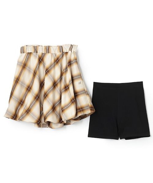 pom ponette junior(ポンポネットジュニア)の「【AMI】チェックバルーンスカート×インナーパンツセット(スカート・キッズ・ベージュ/ダークブラウン・M:150cm/L:160cm)」の4枚目の写真