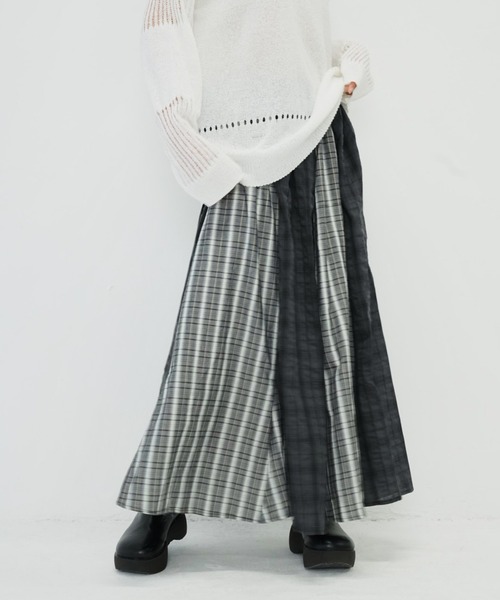 セール】【zozo限定】ダブル チェック柄 ロングスカート