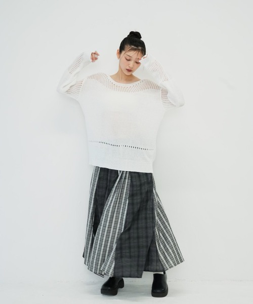 セール】【zozo限定】ダブル チェック柄 ロングスカート