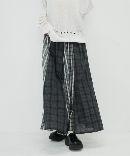 セール】【zozo限定】ダブル チェック柄 ロングスカート