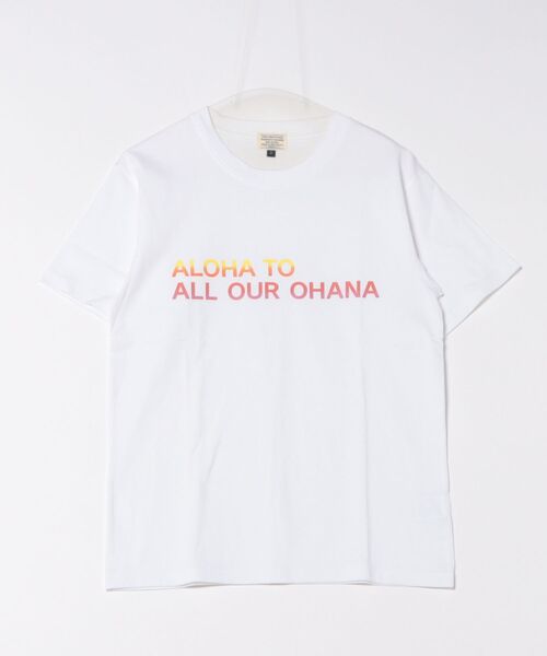 URBAN ISLAND SOCIETY(アーバンアイランドソサエティ)の「【URBAN ISLAND SOCIETY/アーバンアイランドソサエティ】OHANA S/S TEE / オハナプリント半袖T-シャツ(Tシャツ/カットソー・メンズ・ホワイト/イエロー/ブラック・SMALL/MEDIUM/LARGE/X-LARGE)」の1枚目の写真