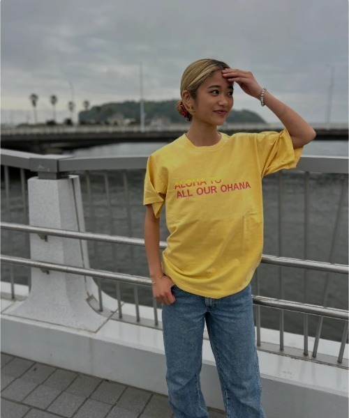 URBAN ISLAND SOCIETY(アーバンアイランドソサエティ)の「【URBAN ISLAND SOCIETY/アーバンアイランドソサエティ】OHANA S/S TEE / オハナプリント半袖T-シャツ(Tシャツ/カットソー・メンズ・ホワイト/イエロー/ブラック・SMALL/MEDIUM/LARGE/X-LARGE)」の6枚目の写真
