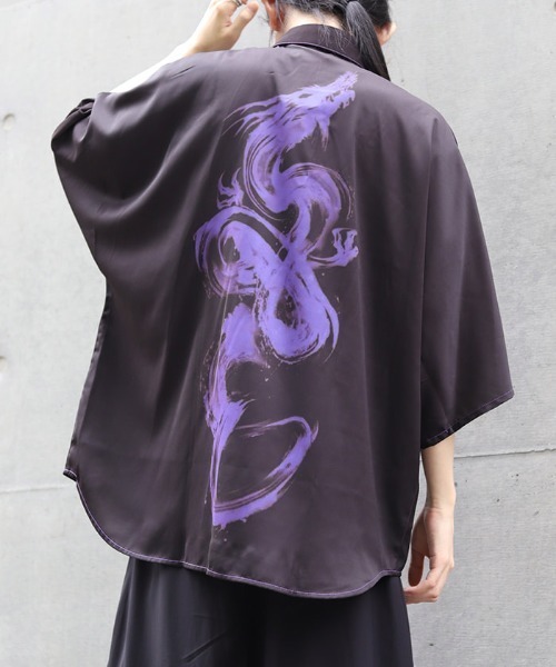 axes femme REZEN リゼン 昇龍プリント半袖シャツ M セール】昇龍プリント半袖シャツ（シャツ/ブラウス）｜REZEN