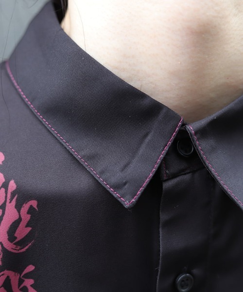 REZEN（リゼン）の「昇龍プリント半袖シャツ（シャツ/ブラウス・メンズ・レッドパープル/ローズ/ブラック・LARGE/MEDIUM）」の11枚目の写真