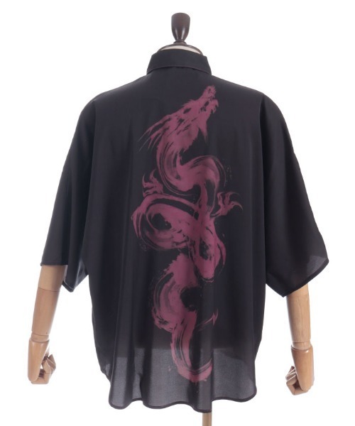 REZEN（リゼン）の「昇龍プリント半袖シャツ（シャツ/ブラウス・メンズ・レッドパープル/ローズ/ブラック・LARGE/MEDIUM）」の17枚目の写真