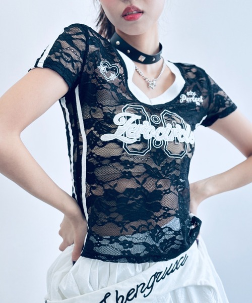 tシャツ ライン箔PT　ポケTEE レディース セール】箔プリントショート丈Tシャツ【UV/接触冷感/洗濯機洗い