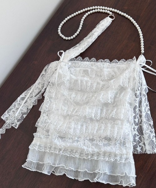 UP START（アップスタート）の「【LAMPOON】総レースショルダーバッグ（ショルダーバッグ・レディース・ホワイト・FREE）」の4枚目の写真