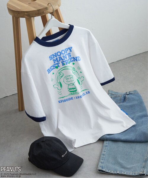 PEANUTS（ピーナッツ）の「PEANUTS ピーナッツ SNOOPY スヌーピー TP ベストフレンドリンガーT（Tシャツ/カットソー・メンズ・ホワイト/クリーム/オフホワイト/サックスブルー・LL/L/M）」の3枚目の写真