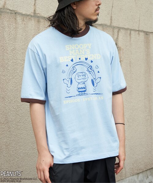 PEANUTS（ピーナッツ）の「PEANUTS ピーナッツ SNOOPY スヌーピー TP ベストフレンドリンガーT（Tシャツ/カットソー・メンズ・ホワイト/クリーム/オフホワイト/サックスブルー・LL/L/M）」の5枚目の写真