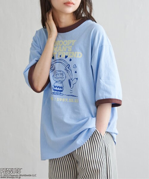 PEANUTS（ピーナッツ）の「PEANUTS ピーナッツ SNOOPY スヌーピー TP ベストフレンドリンガーT（Tシャツ/カットソー・メンズ・ホワイト/クリーム/オフホワイト/サックスブルー・LL/L/M）」の6枚目の写真