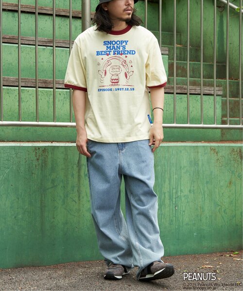 PEANUTS（ピーナッツ）の「PEANUTS ピーナッツ SNOOPY スヌーピー TP ベストフレンドリンガーT（Tシャツ/カットソー・メンズ・ホワイト/クリーム/オフホワイト/サックスブルー・LL/L/M）」の12枚目の写真