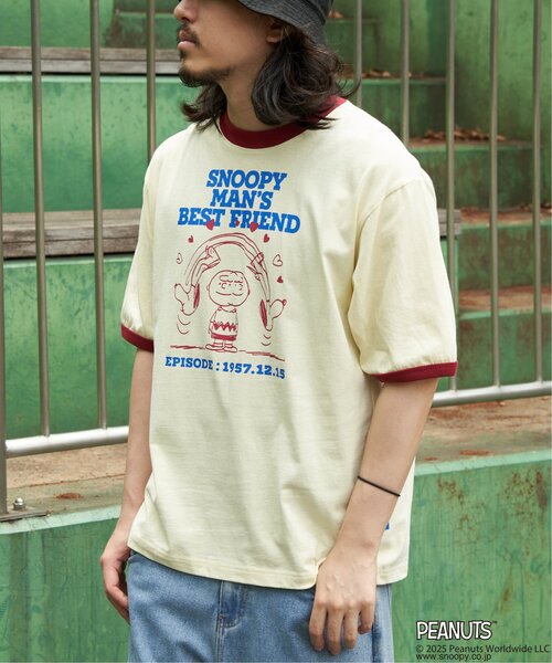 PEANUTS（ピーナッツ）の「PEANUTS ピーナッツ SNOOPY スヌーピー TP ベストフレンドリンガーT（Tシャツ/カットソー・メンズ・ホワイト/クリーム/オフホワイト/サックスブルー・LL/L/M）」の13枚目の写真