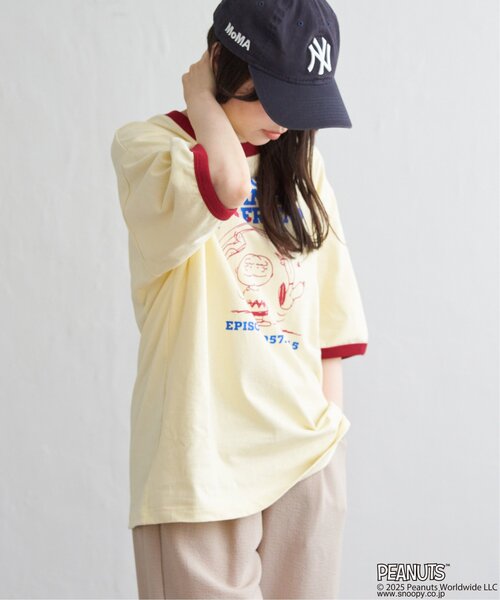 PEANUTS（ピーナッツ）の「PEANUTS ピーナッツ SNOOPY スヌーピー TP ベストフレンドリンガーT（Tシャツ/カットソー・メンズ・ホワイト/クリーム/オフホワイト/サックスブルー・LL/L/M）」の18枚目の写真