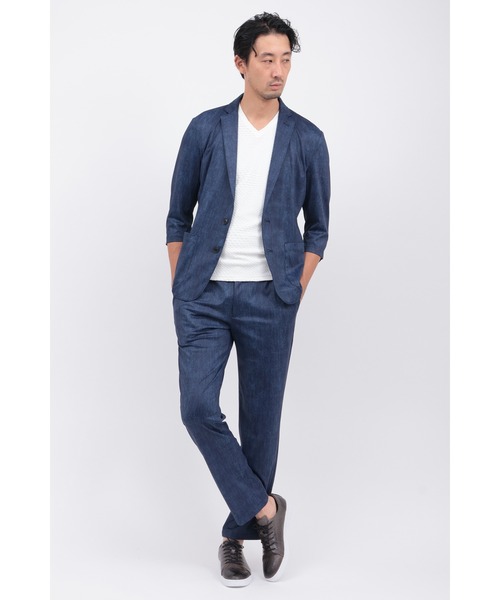 HIGH STREET（ハイストリート）の「COOLﾊｲﾃﾝｼｮﾝﾃﾞﾆﾑﾌﾟﾘﾝﾄｲｰｼﾞｰPT（スラックス・メンズ・ネイビー/ブルー・LL/L/M）」の3枚目の写真