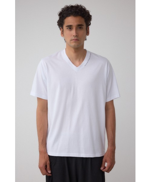 AZUL by moussy(アズールバイマウジー)の「AZコットン VネックロゴTシャツ(Tシャツ/カットソー・メンズ・ブラック/ホワイト/ネイビー・SMALL/MEDIUM/LARGE)」の7枚目の写真
