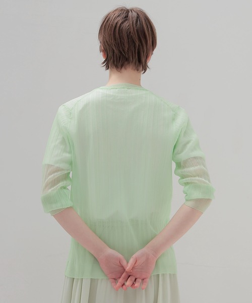 DRESSLAVE(ドレスレイブ)の「sheer random rib cardigan(シアーランダムリブカーディガン)(カーディガン/ボレロ・レディース・ライトグリーン・38)」の3枚目の写真