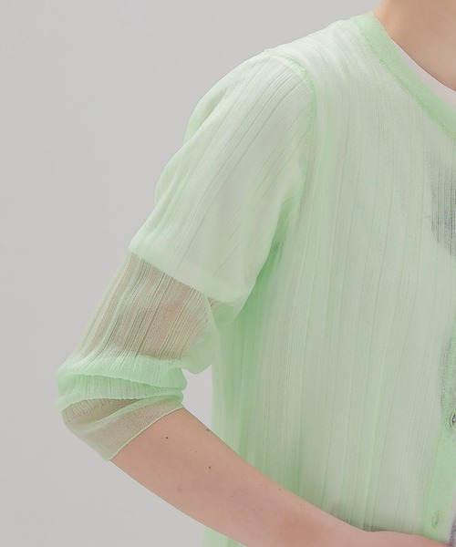 DRESSLAVE(ドレスレイブ)の「sheer random rib cardigan(シアーランダムリブカーディガン)(カーディガン/ボレロ・レディース・ライトグリーン・38)」の7枚目の写真